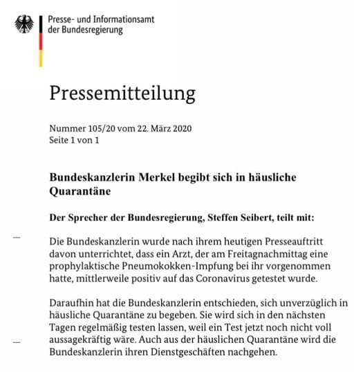 Σε καραντίνα η Ανγκελα Μέρκελ!