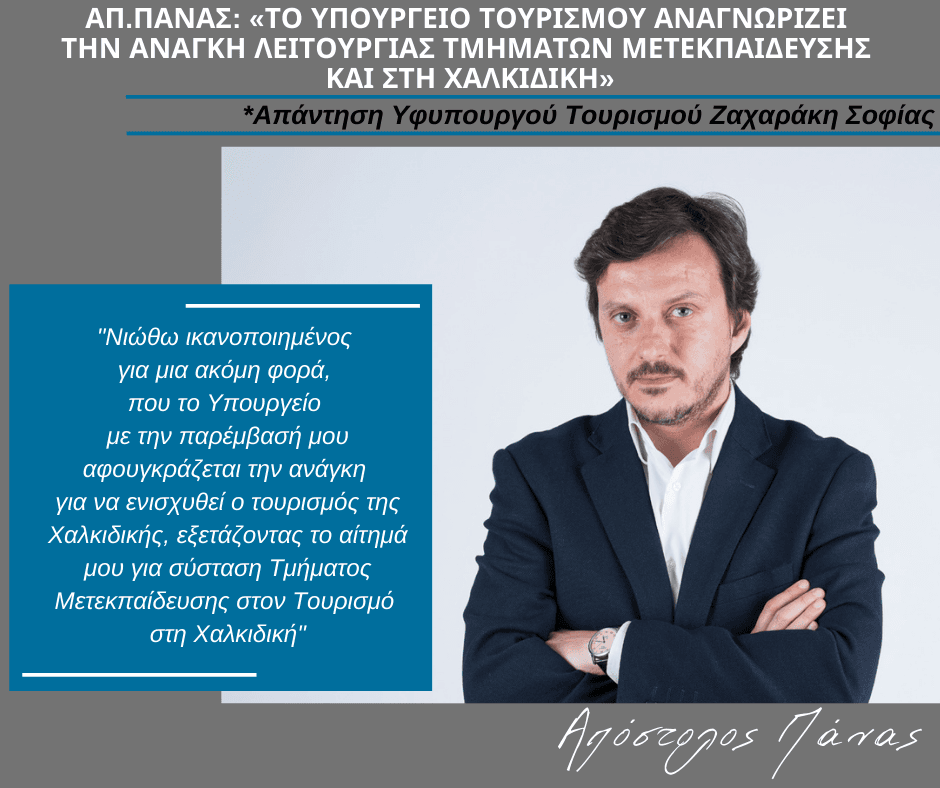Απάντηση της Υφυπουργού Τουρισμού στον Απ. Πάνα