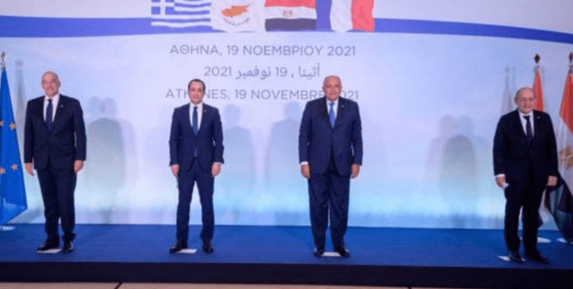 Ολοκληρώθηκε η τετραμερής των ΥΠΕΞ Ελλάδας, Κύπρου, Γαλλίας, Αιγύπτου