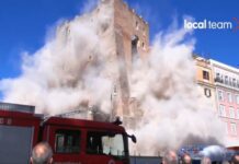 Ρώμη: Σοκαριστική κατάρρευση του Πύργου των Κόμηδων κοντά στο Κολοσσαίο
